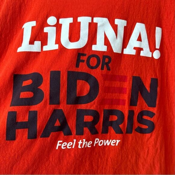 LiUNA! For Biden and Harris Feel the Power Short Sleeve Orange T- Shirt. 3XL. - Picture 2 of 5